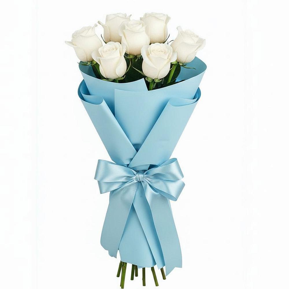 Букет 7 белых роз Проуд в Каскара