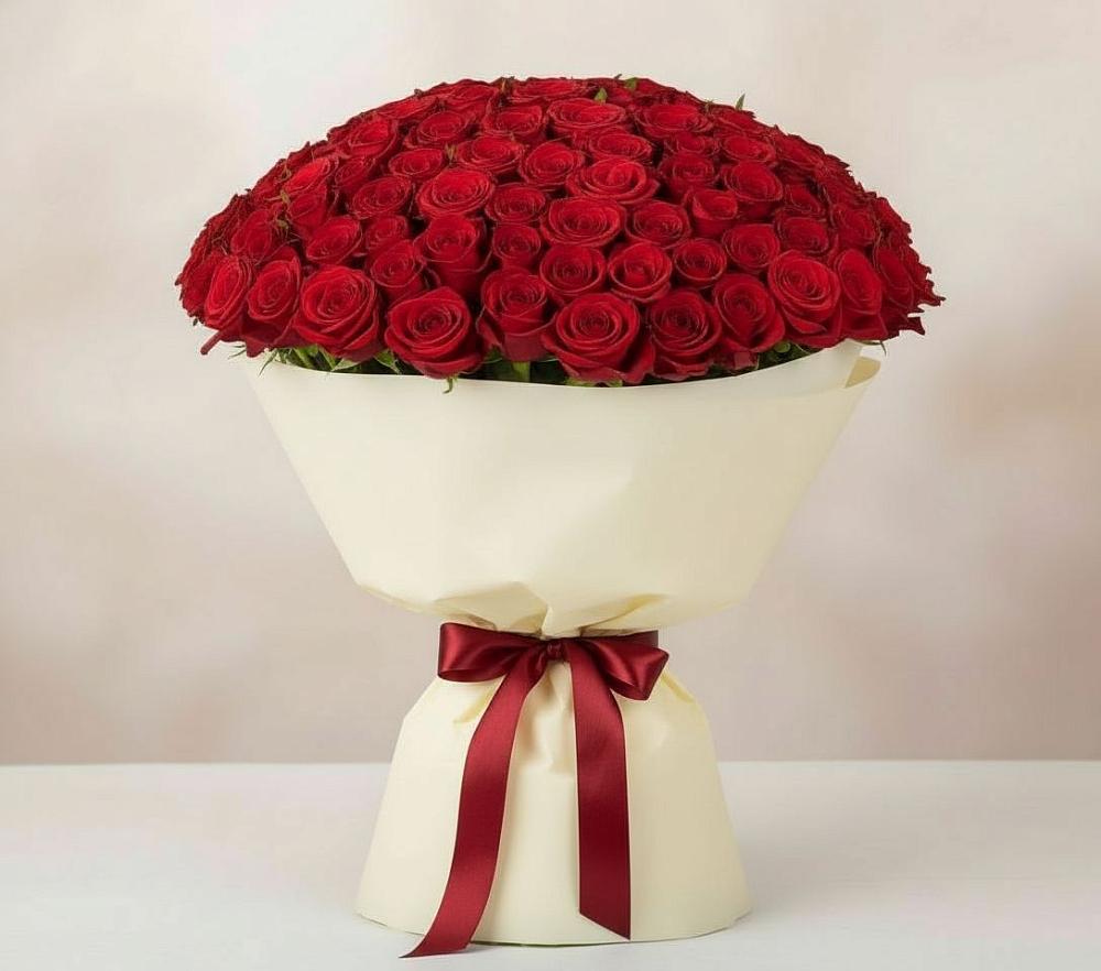 Букет 101 Красная роза Милано в Каскара