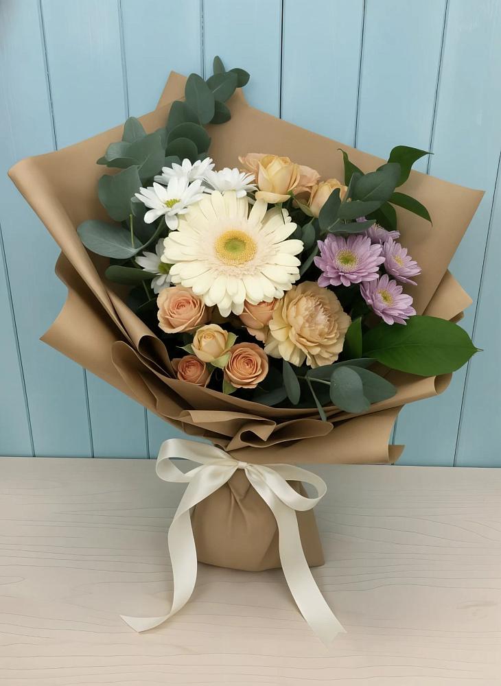 Букет цветов из: Герберы и Хризантемы в Каскара