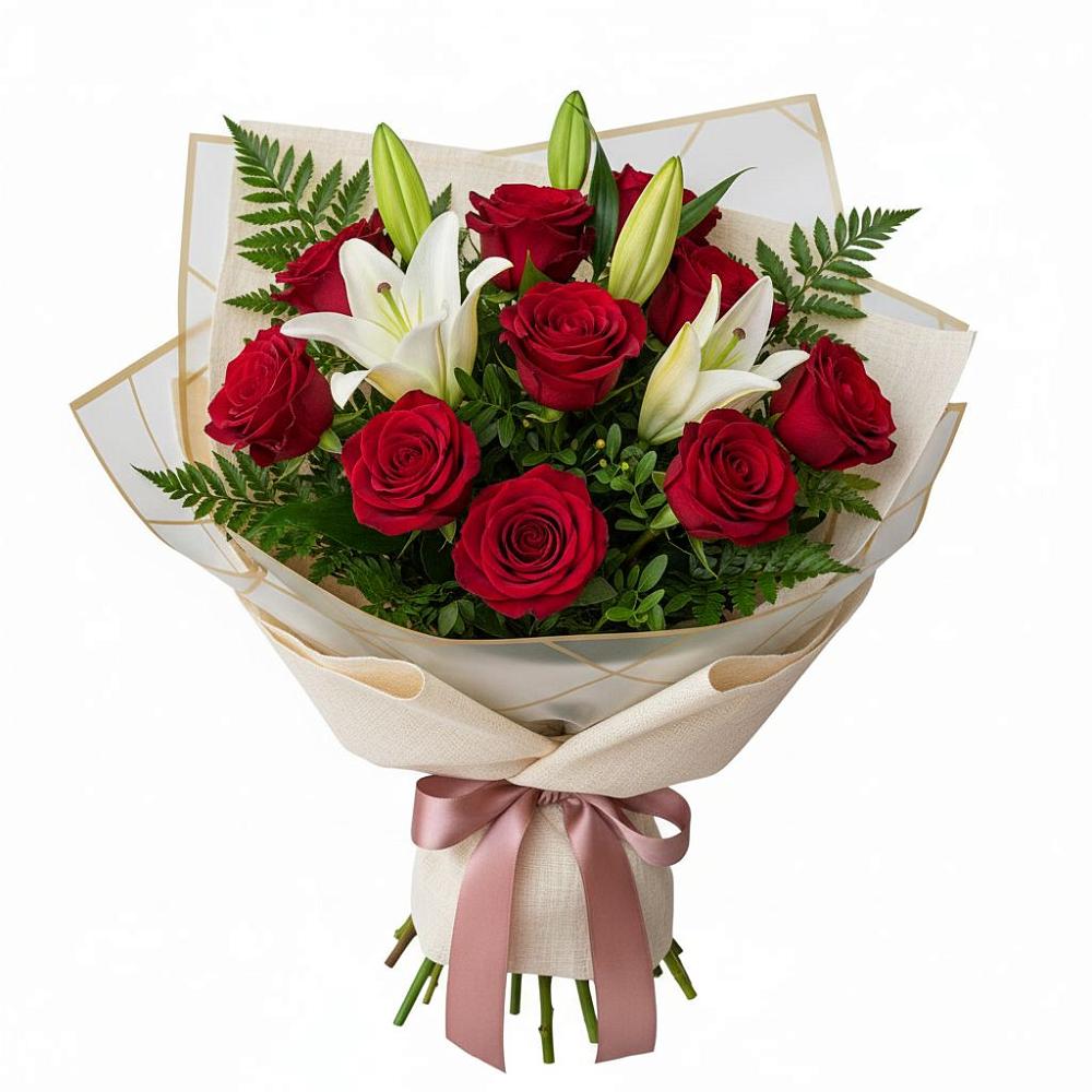 Букет цветов из: Лилии и Розы в Каскара