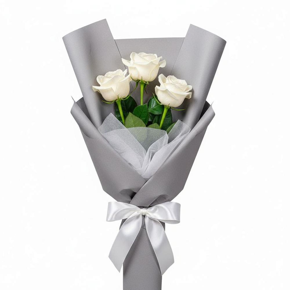Букет 3 белые розы в Каскара