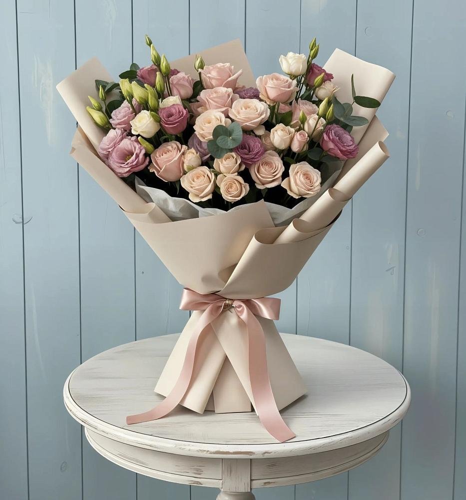 Букет цветов из: Розы и Лизиантусы в Каскара