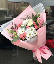 Букет цветов из:  Розы, Лизиантусы и Хризантемы в Каскара