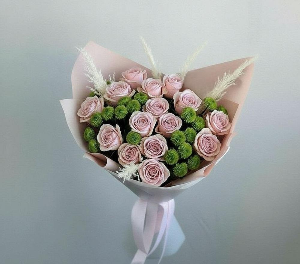 Букет цветов из: Розы и Хризантемы в Каскара