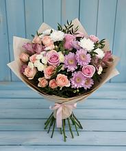 Букет цветов из:  Хризантемы, Розы и Альстромерии в Каскара