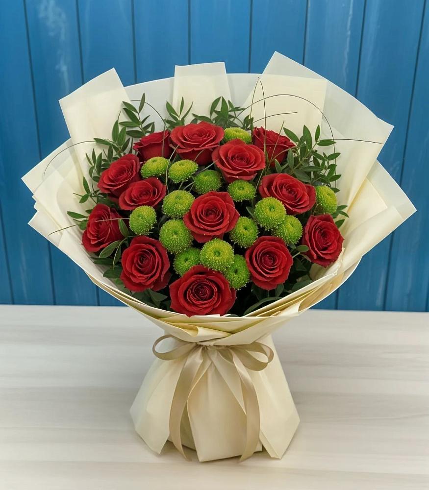 Букет цветов из: Розы и Хризантемы в Каскара